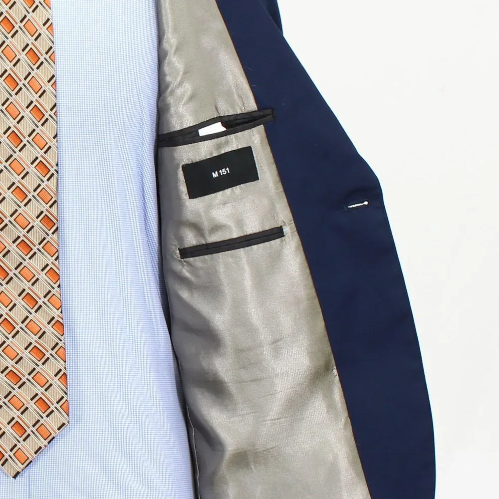 M151 42S Blue Solid 1-Button Sport Coat Blazer Jacket V373